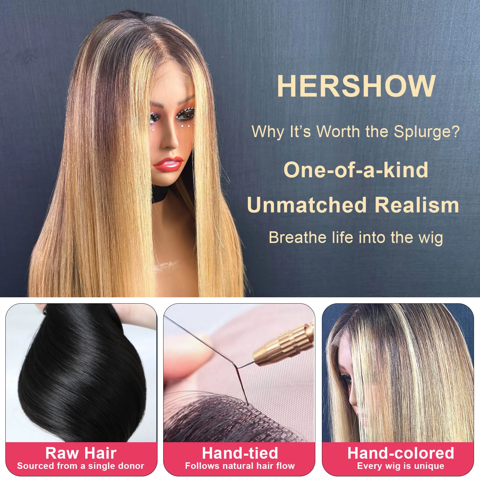 Golden blonde balayage wig — sun-kissed luxury look